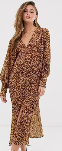C/MEO COLLECTIVE Apparent Long Sleeve Dress With An All Over Abstract Animal Pri