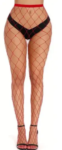 Sexy High Waist Fishnet Stockings Red