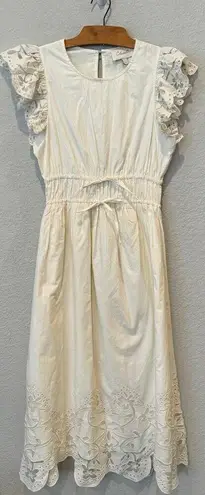 Cleobella  Allegra Drawstring Waist Organic Cotton Blend Midi Dress Size Small