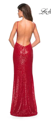 La Femme Backless Sequin Dress