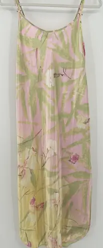 California Dynasty Womens Vintage Y2K 90s Tropical Floral Maxi Slip Dress Size M Pink Size M