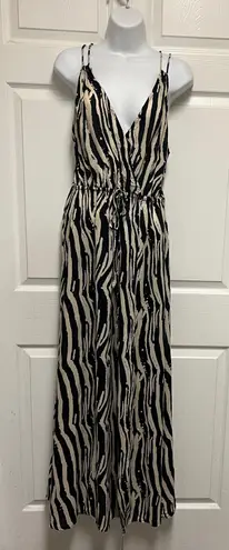 Elan COVER-UP MAXI DRESS IN TAN/ BLACK ZEBRA PRINT