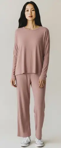 Barefoot Dreams XL Willow Ultra Soft Rib Lounge Set Top Pants Dusty Rose