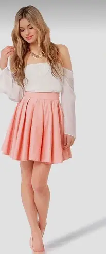 Lulus mini skater full skirt w/tulle layer - beige