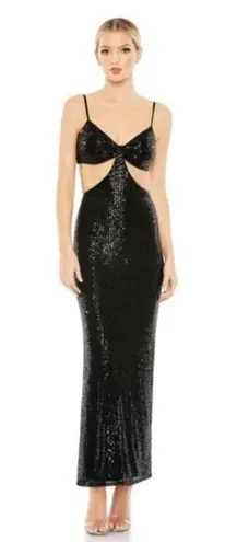 Mac Duggal NWT NEW Cutout Waist Sequin Dress Black Maxi Cocktail Size 2