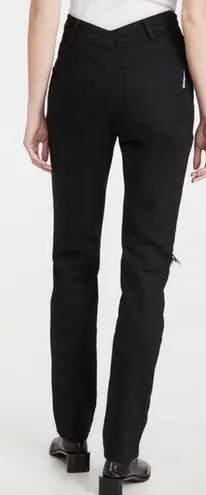 Alexander Wang Womens High Rise Dipped Back Distressed Knee Black Jeans 27