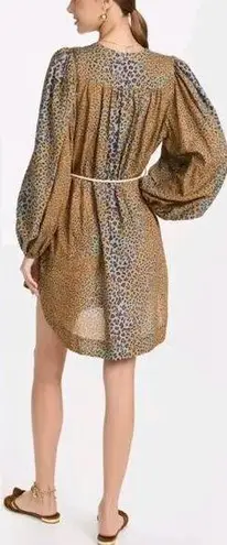Ulla Johnson Nerissa Leopard Print Puff Sleeve Coverup Dress Ocelot Women's L