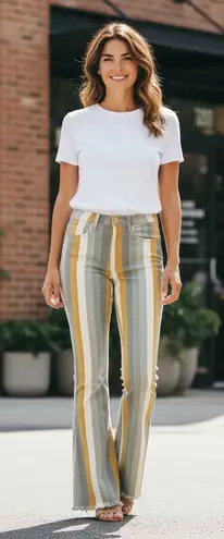 Saints & Hearts Bell Bottoms Flare Jeans Gold Size 25