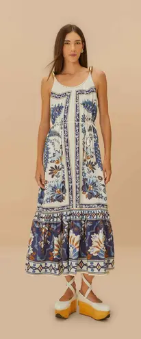 Farm Rio Off-White Ana Tapestry Fish Strap Maxi Dress