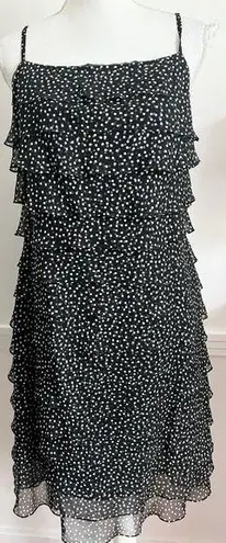 Talbots  • Vintage Black Polka Dot Ruffle Mini Dress