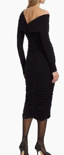 ALC Frank NWOT A.L.C. Off the shoulder long sleeves Ruched Jersey black Midi-Dress sz XS