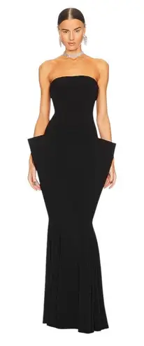 Norma Kamali NWT Strapless Wing Fishtail Gown in Black Size Small