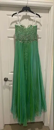 La Femme Gigi Designs by  Emerald Beaded Prom Dress NWT