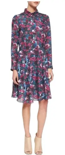 Haute Hippie Floral Print Silk Henley Shirt Dress S