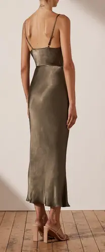 Shona joy Sophia Bias Cowl Neck Midi Dress in Graphite