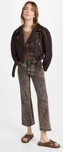 Veronica Beard NWT Marea Leather Moto Jacket in Brown Size 2