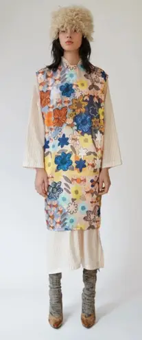 Acne Studios Delina Retro Floral Print Satin Shift Dress Multicolor EU 34