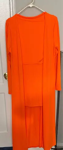 Women’s 3 Piece Lounger Wear Set Orange Size L