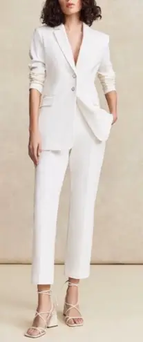 Pearl By Lela Rose Size M/L White Stretch Cotton Push Up Sleeve Blazer Coastal