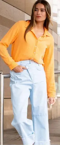 Xirena Gauze Cotton Scout Button Down Blouse size L Large Orange