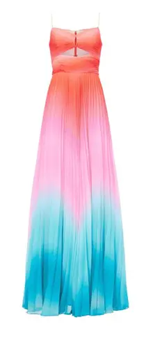 AMUR Dress Emmett Pleated Maxi Gown in Ombre Sunset Size 6