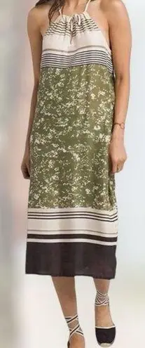 prAna Women's Parisol Midi Halter Sun Dress Olive Brown Modal Size Large