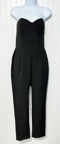 Adelyn Rae Women's Strapless Sweetheart Neckline Slim Leg Jumpsuit Black Medium