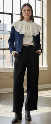 Akris Punto Dark Blue Denim Cropped Jacket See Measurements Collarless