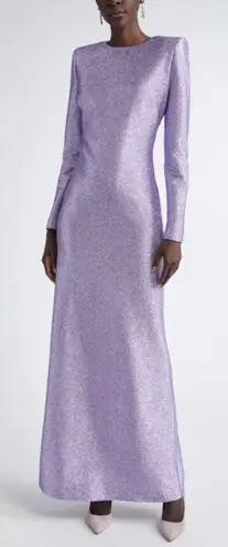 Oscar de la Renta Lame Column Gown Maxi Dress Metallic Lavender 6 NWT