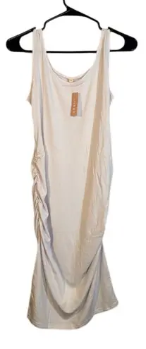 Liu & Qu White Sleeveless Ruched Sides Scoop Neck Dress Women Sz S