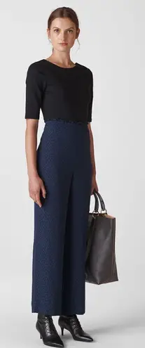 Whistles Womens Leopard Print High Rise Straight Leg Pants Navy Black Size 2 Blue