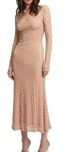 Bardot Revolve Adoni Lace Midi Dress Size 6 Beige Long Sleeve Cocktail NWT