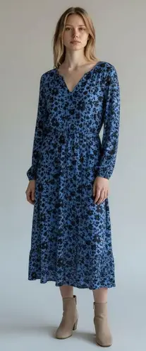 NWT Gilli Blue and Black Floral Long Sleeve Midi Dress (LP) Size undefined