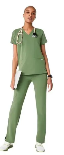 FIGS Shirt Women Small Green Casma Three Pocket Scrub Top Medical Nurse Doctor