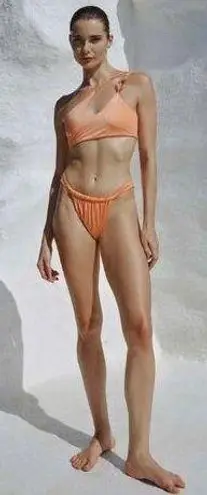 Baobab Taki One Shoulder High Waist Bikini Set Coral Orange Womens Size XS