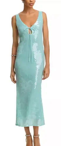 Bardot Isha Sequin Keyhole Cocktail Midi Dress in Aqua - Image 1