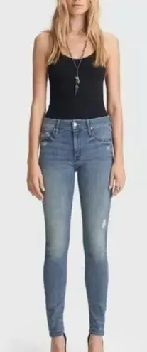 Mother The Looker Crop Distressed Medium Wash Jeans in Graffiti Girl Sz 27 Blue