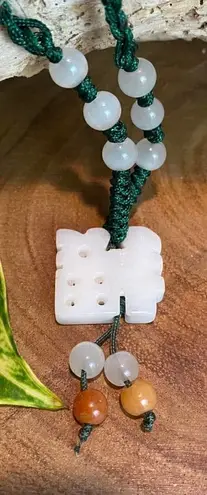 Jade Adjustable Silk Necklace Green