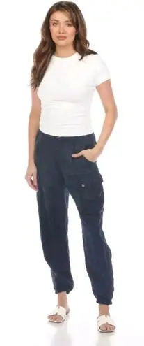 Johnny Was Biya Blue Kiarra Jacquard Cargo Pants B67324-1 Boho Chic Sz 4