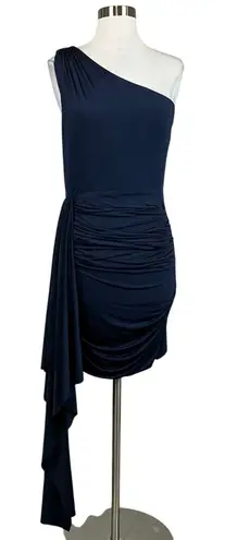 XScape One Shoulder Sleeveless Bodycon Mini Sheath Cocktail Dress Blue Size 10