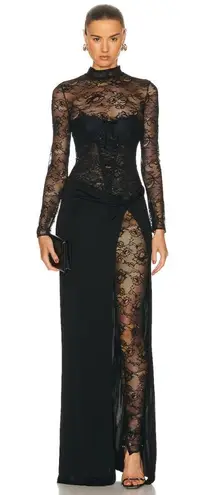 retrofete Saphhira Lace Bustier Maxi Dress Black Womens Size Large