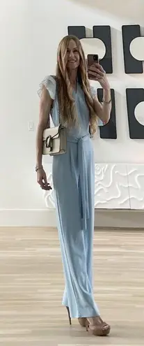 AREA STARS Light Blue Ruffle Sleeve V