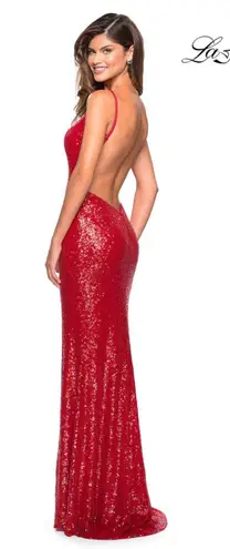 La Femme Backless Sequin Dress