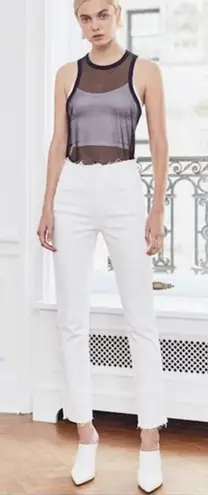 3x1 W4 Shelter Slim Jeans Raw Edge Split Hem Button Fly White Denim Size 29 - Image 1