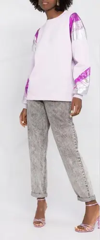 Isabel Marant Menji Purple Metallic Panel Sweatshirt Size Large MSRP $570