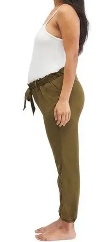 NWT Motherhood Maternity Underbelly Olive Satin Jogger Pants Women’s Size Large Green