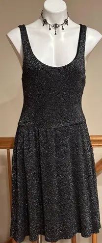 Green Dragon California Black Metallic Silver T Shirt Dress Cut Out Bow Sz S