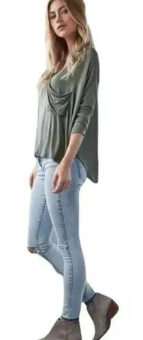 Bullhead Womens Jeans Size 25 Mid Rise Skinniest Ankle Ripped Acid Wash Distress Blue