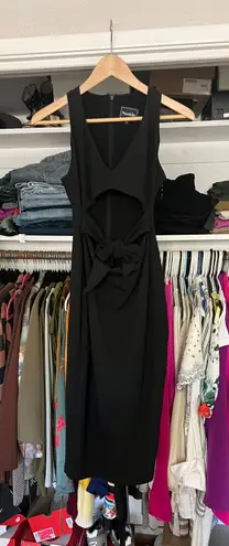 Nookie black midriff cut out high neck bodycon midi form shaping dress M