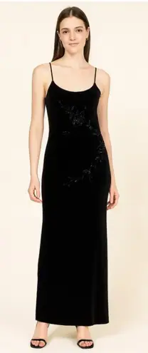 Betsy and Adam by Jaslene Dress Womens 10 Black Velvet Beaded Evening Gown Formal